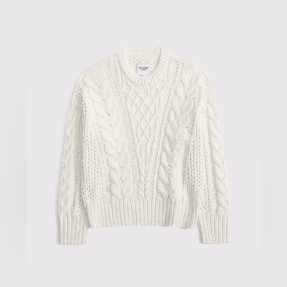 Abercrombie & Fitch Textural Stitch Cable Crew Sweater - Picture 7 of 11